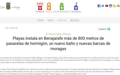 Las pasarelas de las playas de Benajarafe y Almayate llegan más de un mes tarde
