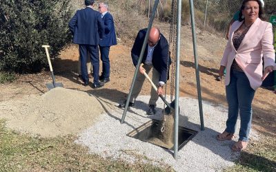 Jesús Lupiáñez y Rocío Ruiz, en las obras del EDAR de Rincón de la Victoria